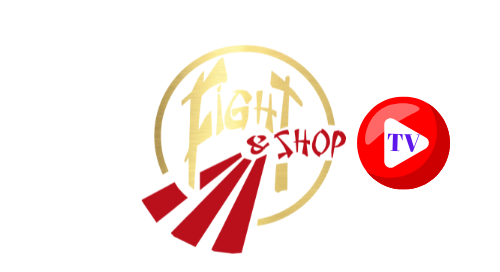 Fight & Shop TV logo representing international combat sports fights including boxing, MMA and Muay Thai